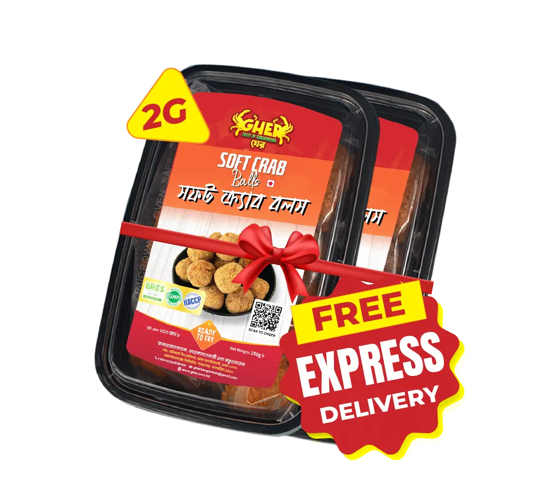 Gher_ Soft Crab Balls. Free Express delivery on 2G Pack . Ready to Fry