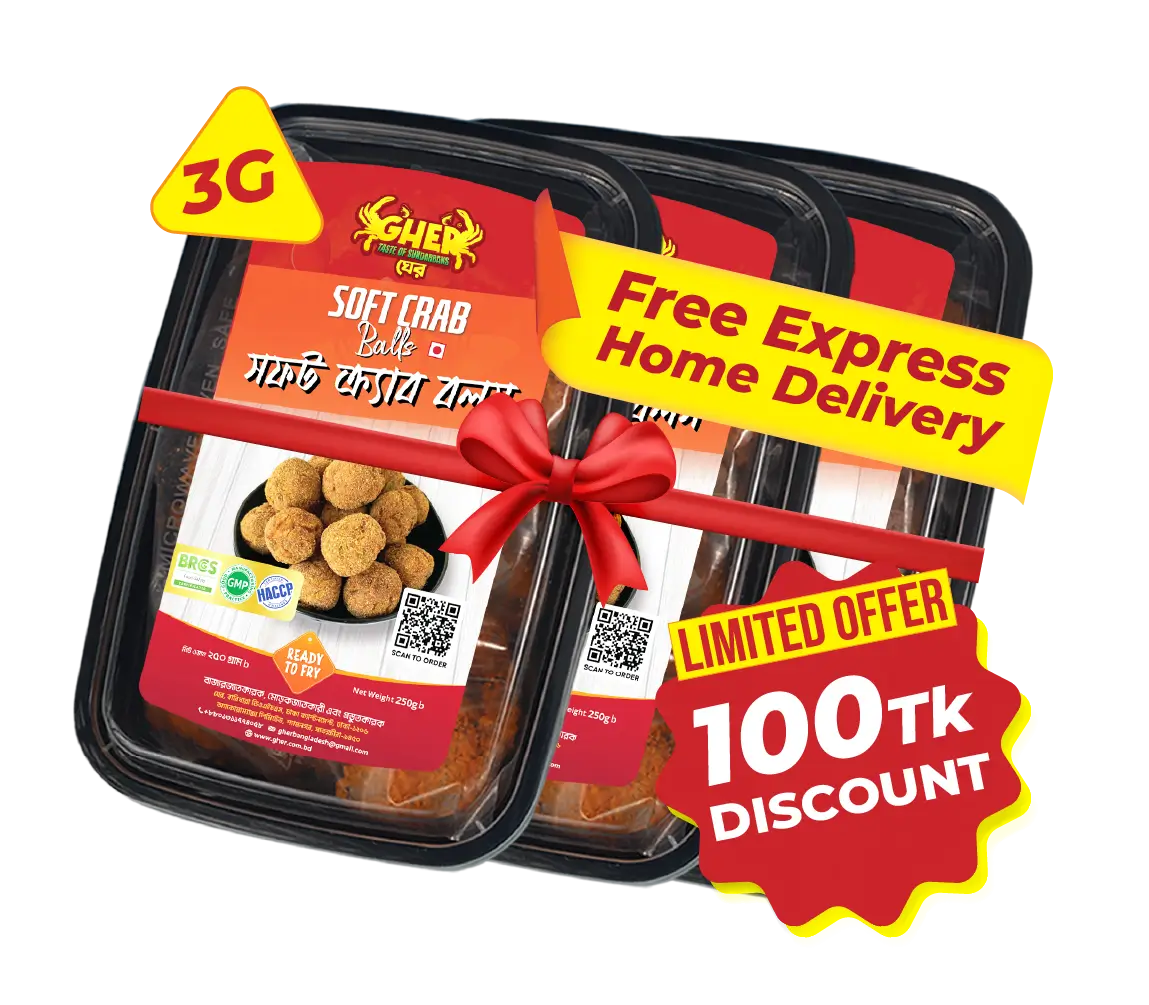Gher _ Soft Crab Balls . 100 taka discount on 3G pack_ Ready to Fry.