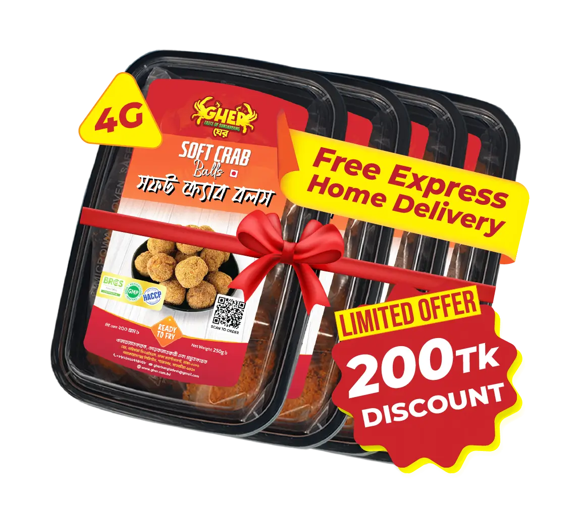 Gher Soft Shell Tempura Crabs . 200 taka discount on 4G pack_ Ready to Fry.