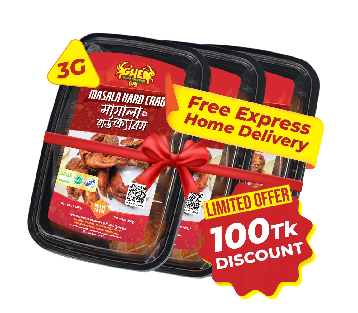 Gher Masala Hard Crabs .100 taka discount on 3G pack