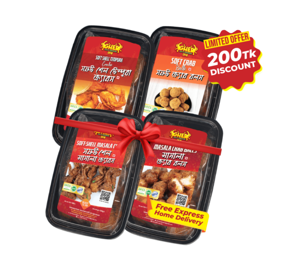 Soft-Shell Tempura Crabs + Soft Crab Balls + Soft-Shell Masala Crabs + Masala Crab Balls = Combo offer .