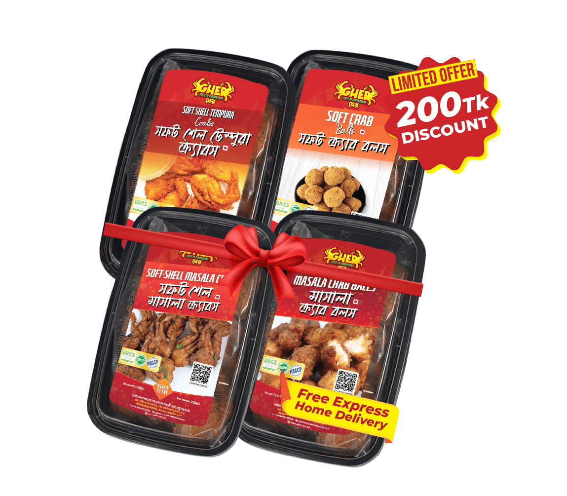 Crab Fry Fiesta Soft-Shell Tempura Crabs + Soft Crab Balls + Soft-Shell Masala Crabs + Masala Crab Balls = Combo offer .