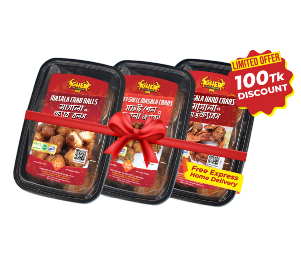 Masala Crab Balls+Soft-Shell Masala Crabs + Masala Hard Crabs=3box combo
