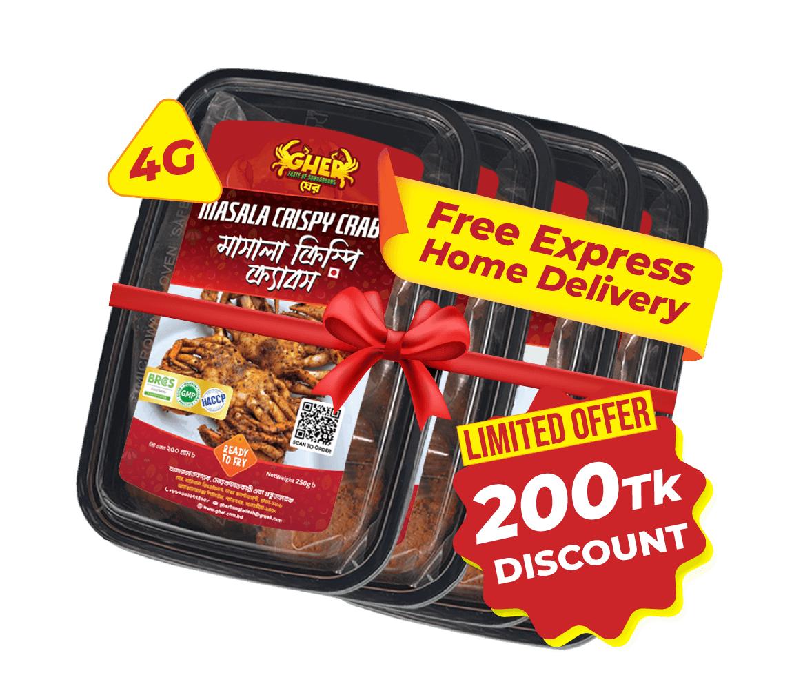 Gher masala crispy crabs 4 pack bundle sundarban mud crab free delivery discount offer