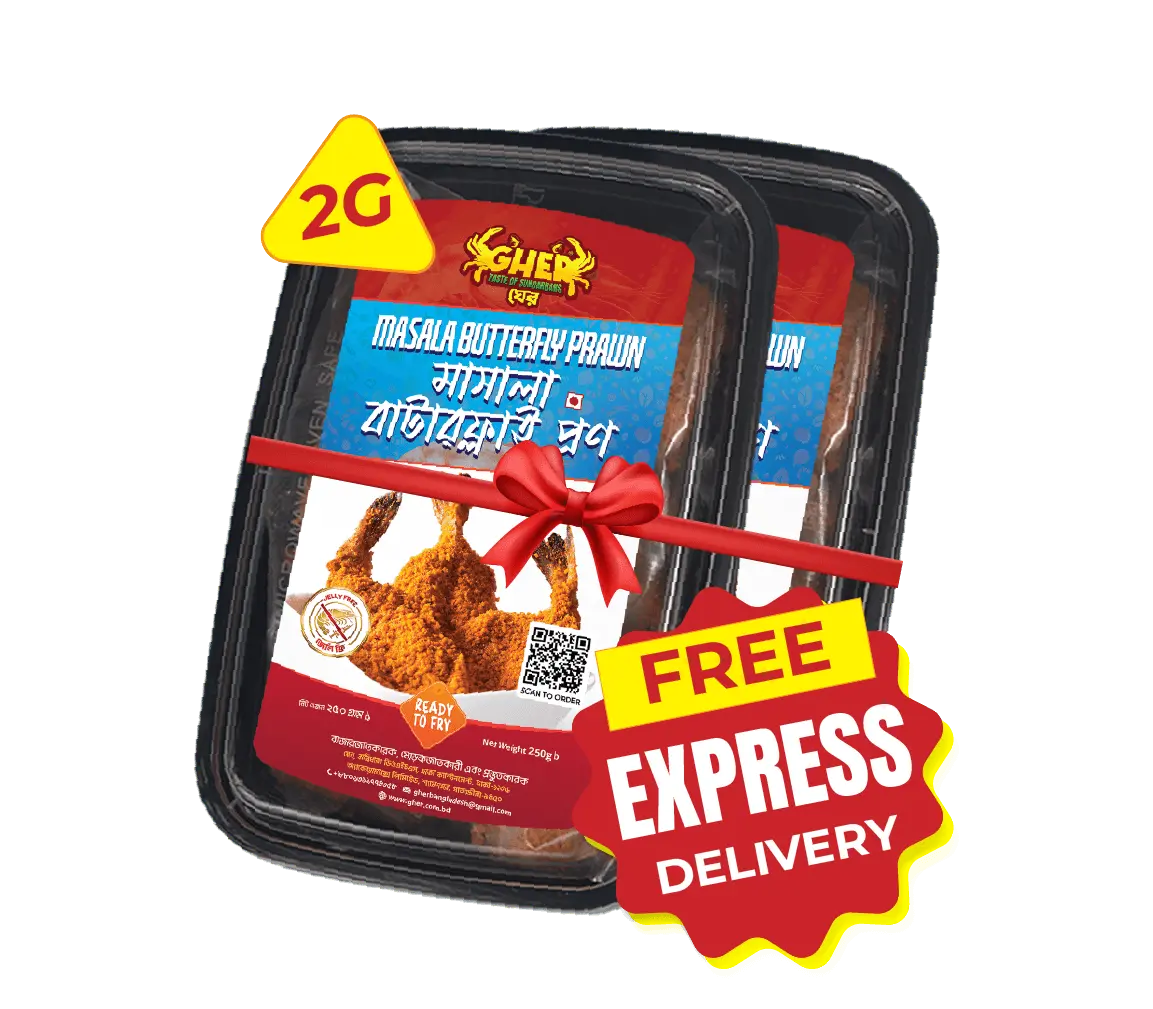 Gher Masala Butterfly Prawn 2 box combo offer with free express home delivery in Bangladesh.