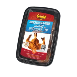 Gher Masala Butterfly Prawn made with premium Black Tiger shrimp, ready to fry frozen seafood 250g available in Bangladesh.